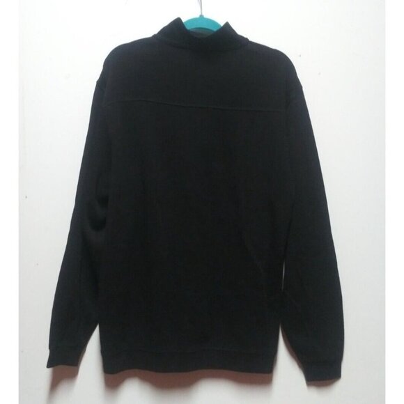Divots pullover 1/4 Zip Sz L Black knit LS Huntington Hills Golf Polo sweater - Picture 2 of 9